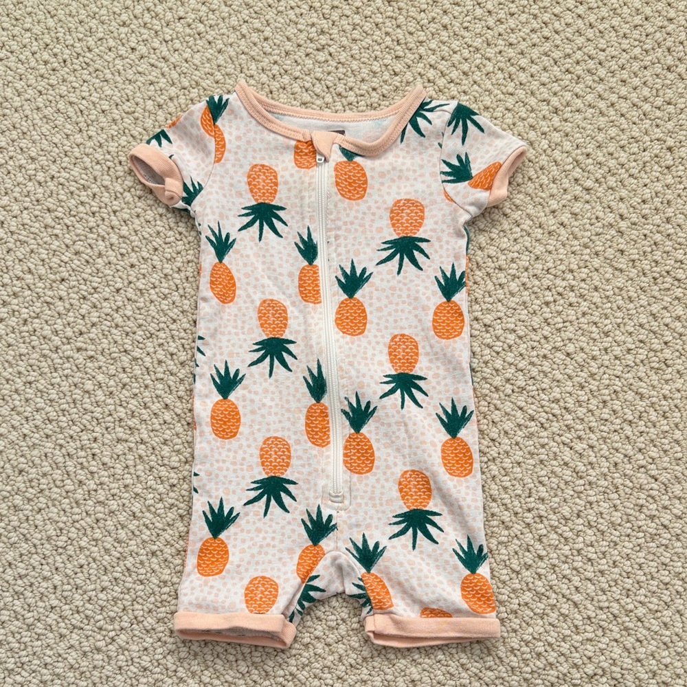 Tea Collection Orange Pineapple Print Bodysuit